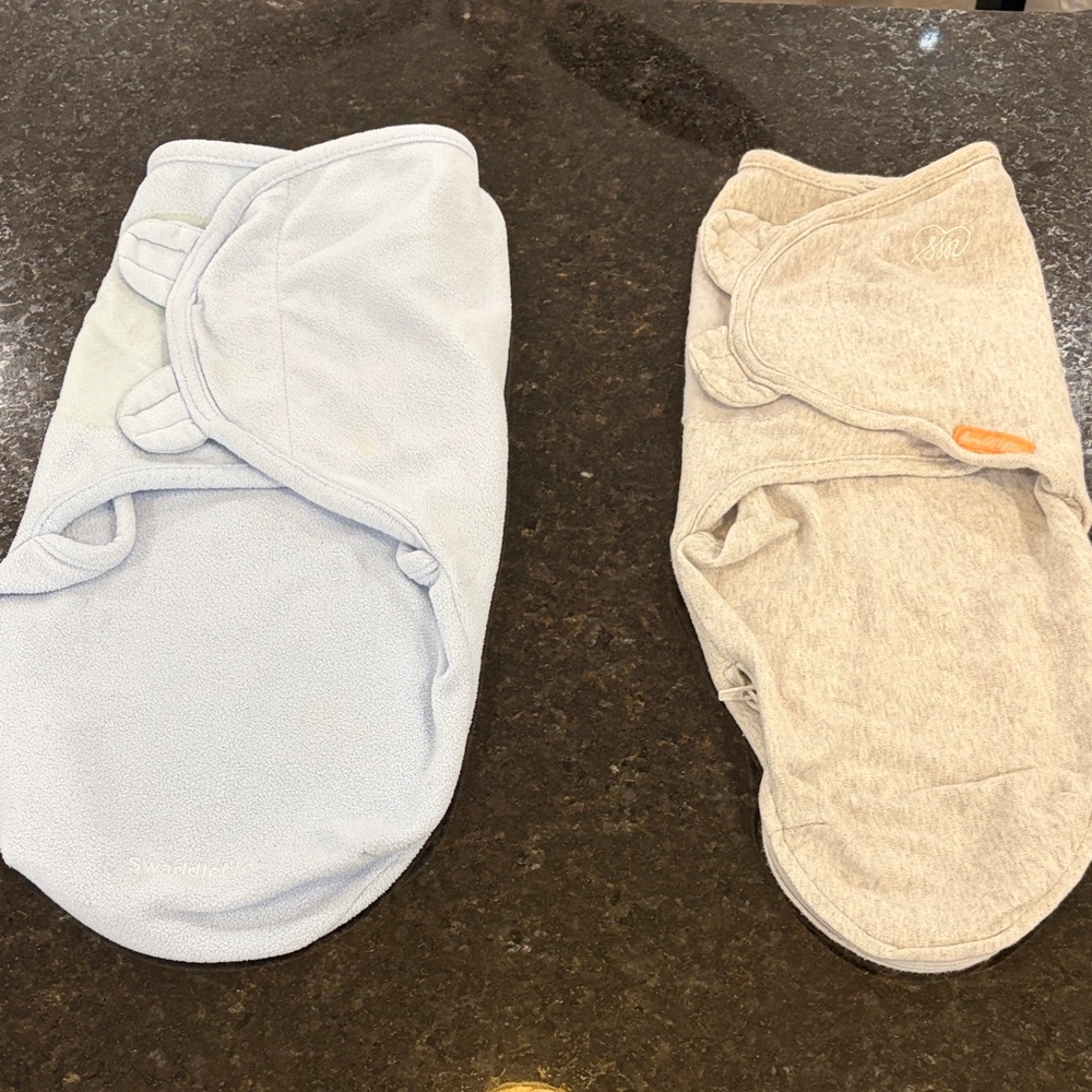 Baby Swaddle Set in Blue and Gray